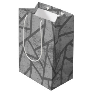 Grey mosaic pattern medium gift bag