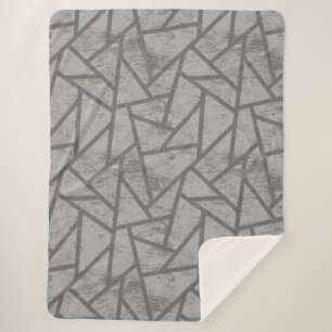Grey mosaic pattern sherpa blanket