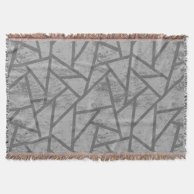 Grey mosaic pattern throw blanket (Front)