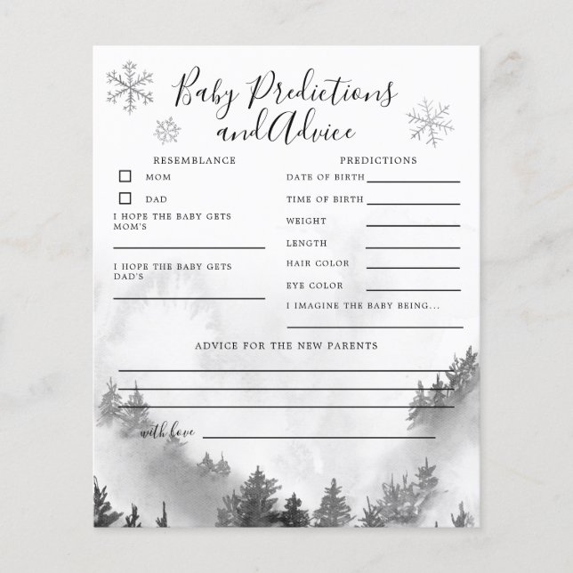 Grey Mountain Baby Predictions & Advice Card (Front)