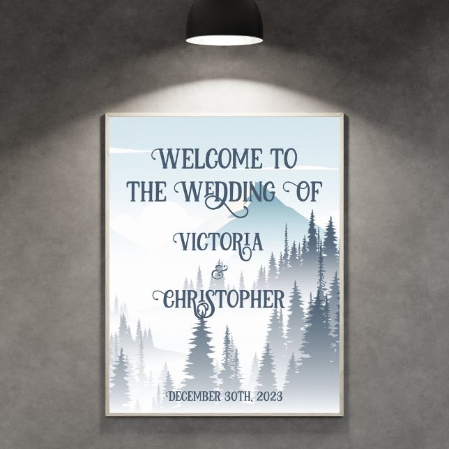 Grey Mountain Fog Forest Wilderness Winter Wedding Poster (Creator Uploaded)