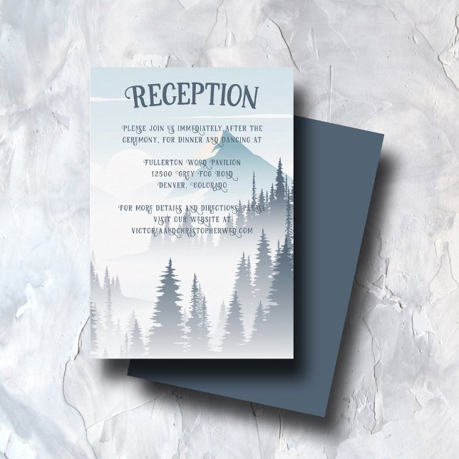 Grey Mountain Fog Wilderness Wedding Reception Enclosure Card (Creator Uploaded)
