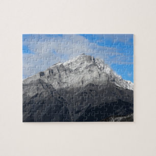 Grey Mountain Peak, Cloudy Blue Sky Jigsaw Puzzle
