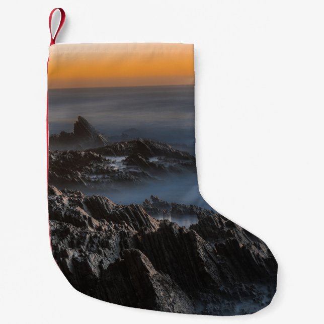 GREY MOUNTAINS WITH CLOUDS SMALL CHRISTMAS STOCKING (Front)