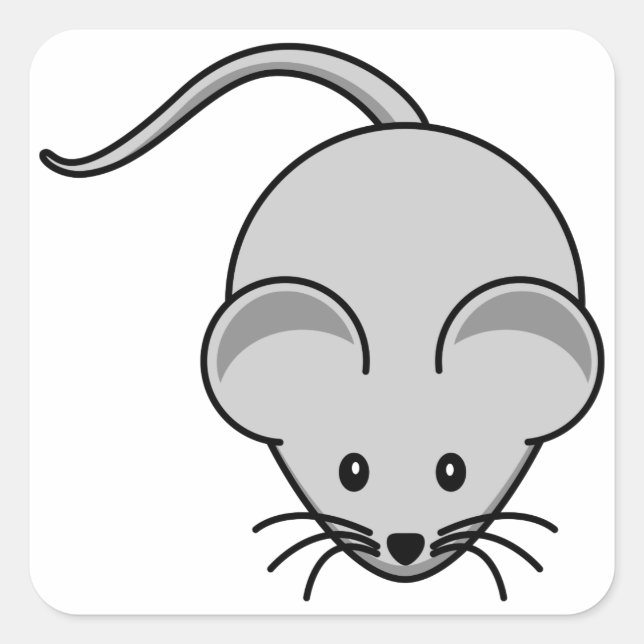 Grey Mouse Cartoon Square Sticker (Front)