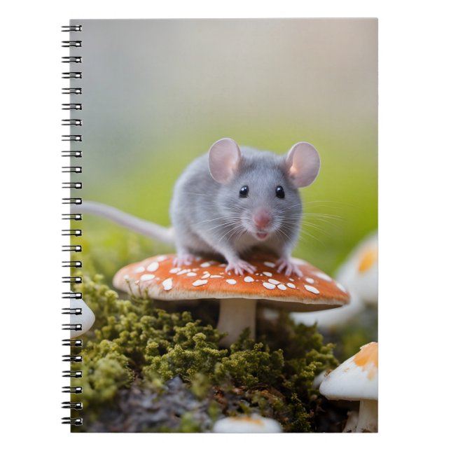 Grey Mouse On Toadstool Notebook (Front)