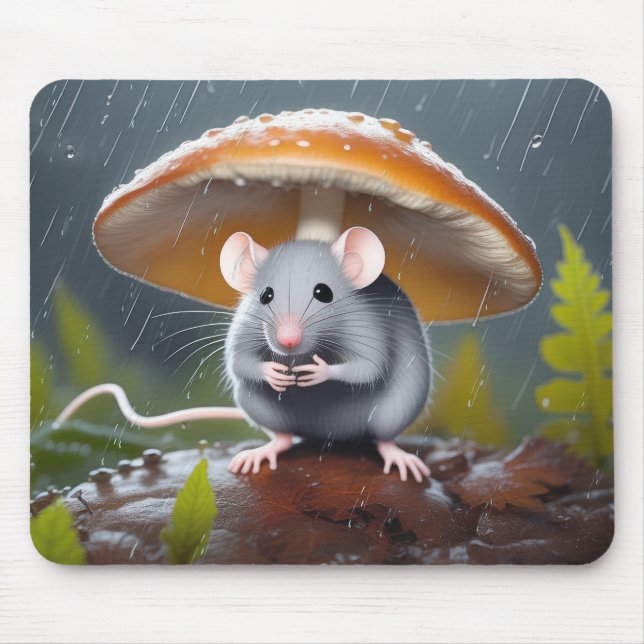 Grey Mouse Under a Toadstool Pad (Front)