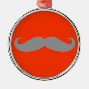 Grey Moustache Pattern Metal Tree Decoration