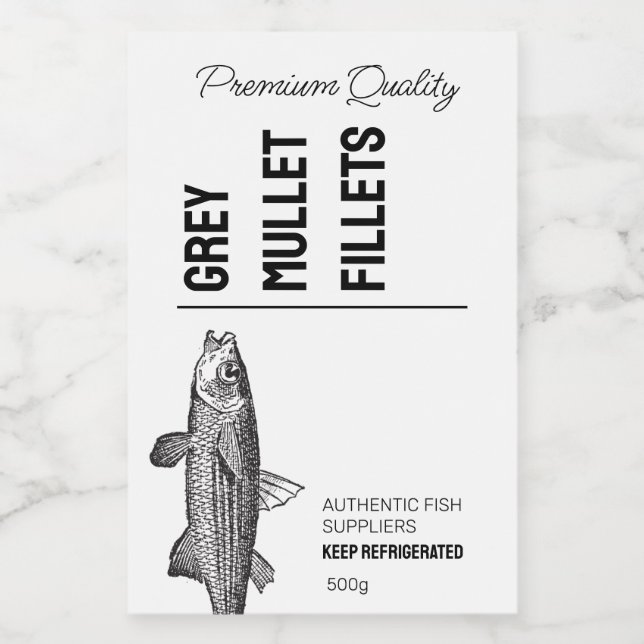 Grey Mullet Fish Fillets Product Label (Single Label)