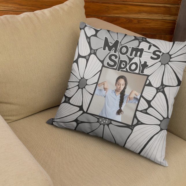 Grey Mum's Spot Couch Photo Mother's Day Gift Cushion (Creator Uploaded)