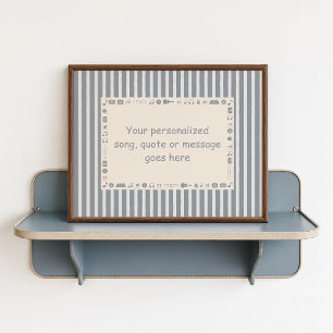 Grey Music Note Poster - Custom Lyric Gift
