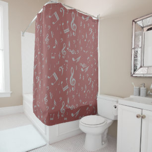 Grey musical notes on Earthy Marsala Shower Curtain