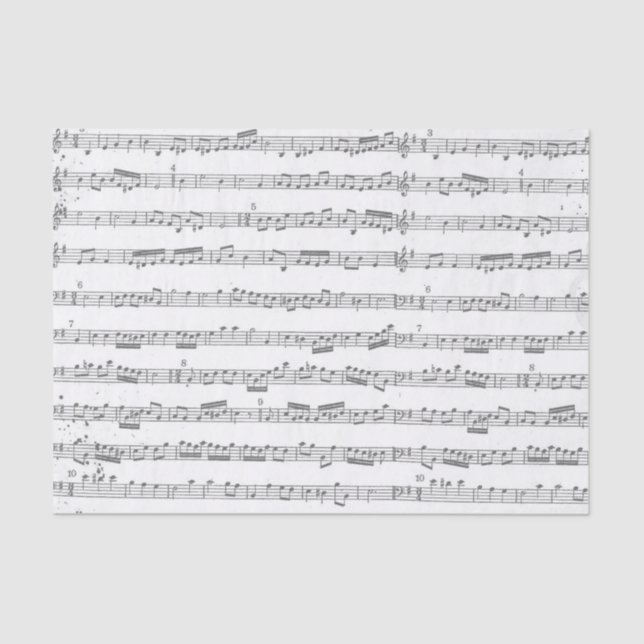 Grey Musical Score Tissue Paper (Front)