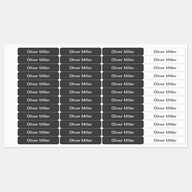Grey name labels for school camp daycare (Sheet)
