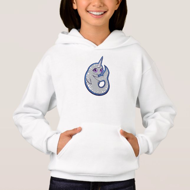 Grey Narwhal Whale With Spots Ink Drawing Design (Front)