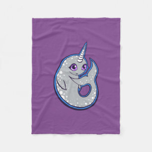 Grey Narwhal Whale With Spots Ink Drawing Design Fleece Blanket