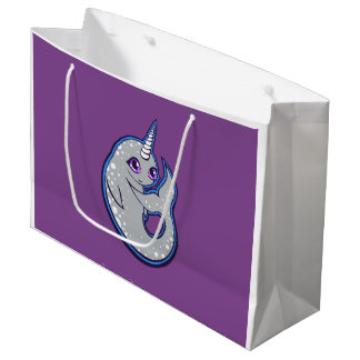 Grey Narwhal Whale With Spots Ink Drawing Design Large Gift Bag
