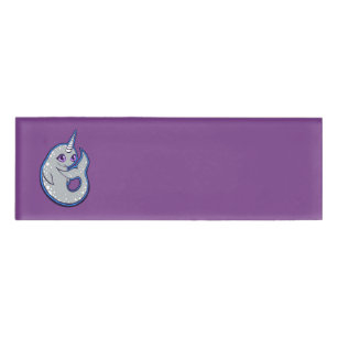 Grey Narwhal Whale With Spots Ink Drawing Design Name Tag