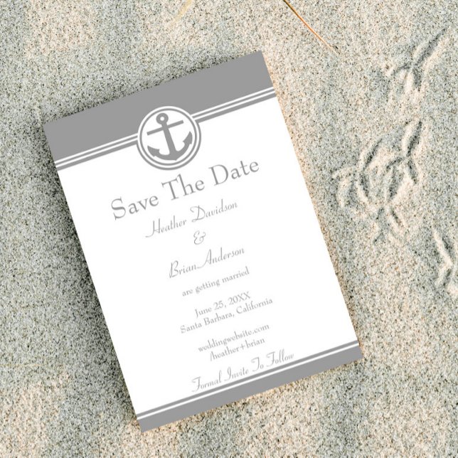 Grey Nautical Anchor Save The Date (Gray Nautical Anchor Save the Date)