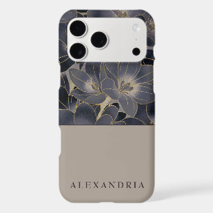 Grey & Navy Blue Floral Personalised