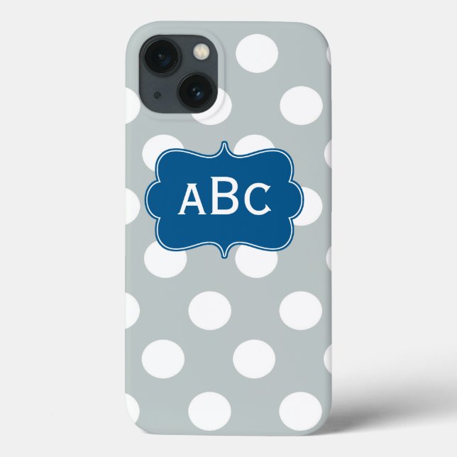 Grey Navy Dots Monogram Phone Case (Back)