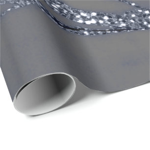 Grey Navy  Spark Graphite Glitter Marble Stone Lux Wrapping Paper