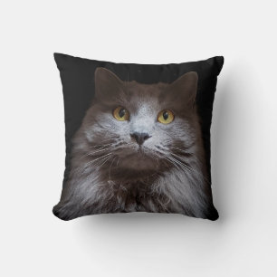 Grey Nebelung Long Hair Russian Blue Cat Pillow