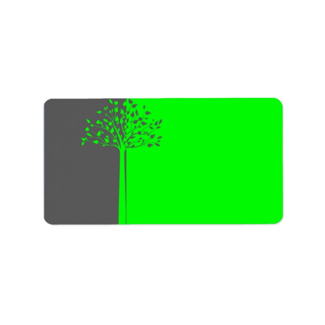 Grey/Neon Green Tree Wedding Mailing Address Label (Front)