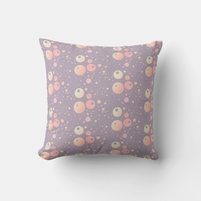 Grey neutral pink dots pattern  cushion (Front)