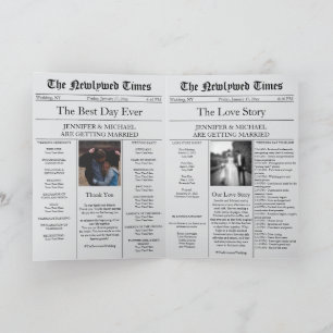 Grey Newspaper Wedding Timeline Program Story