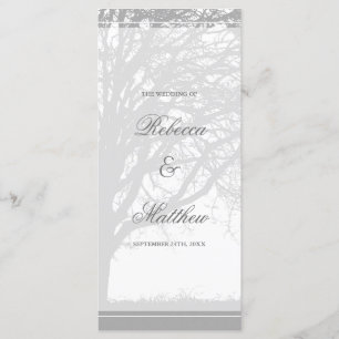 Grey Oak Tree Winter Wedding Program