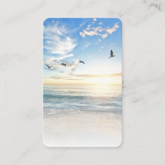 Grey Ocean Beach Sympathy Funeral Memorial Card (Front)