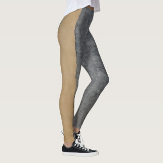 grey ochre abstract modern painting sport gym leggings
