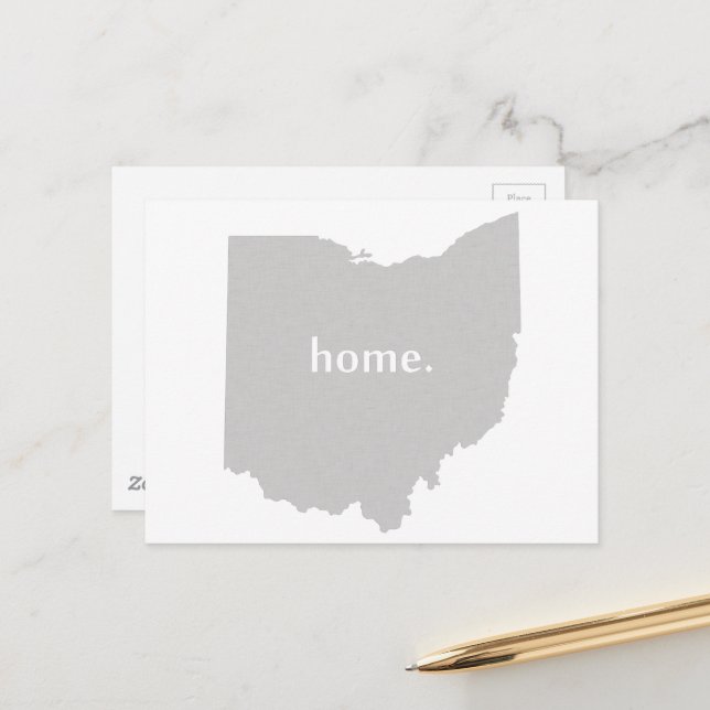 Grey Ohio Shaped Home Grey Buckeye State Ohioan Postcard (Front/Back In Situ)