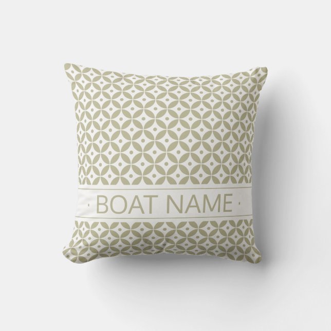 Grey Olive & White Geometric Pattern Shippo. Boat Cushion (Front)