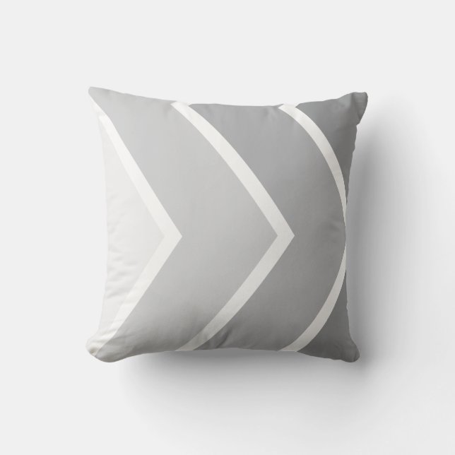 Grey Ombré Chevron Stripes Pattern Cushion (Front)