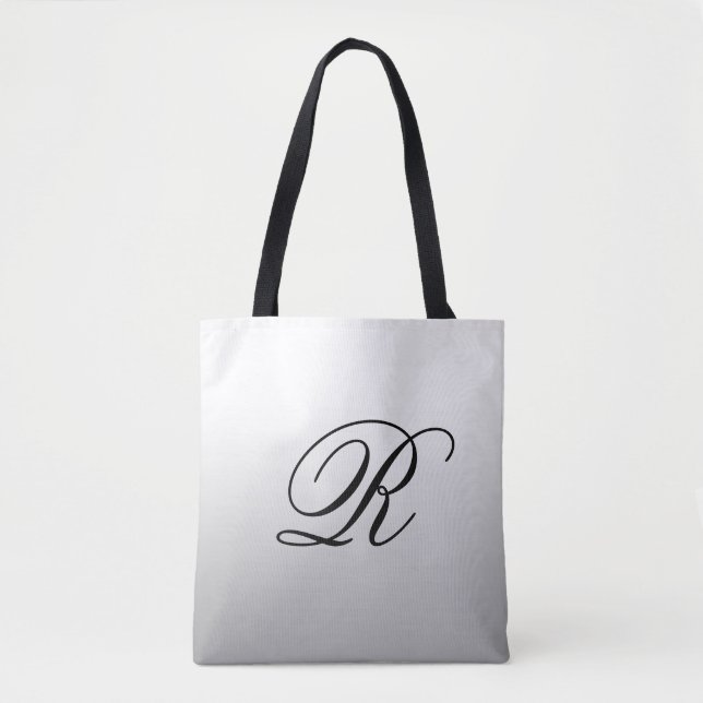 Grey Ombre Over Any Colour with Monogram Tote Bag (Front)