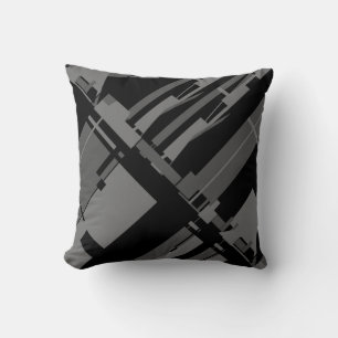 Grey on Black Southwest-inspired Diagonal Abstract Cushion