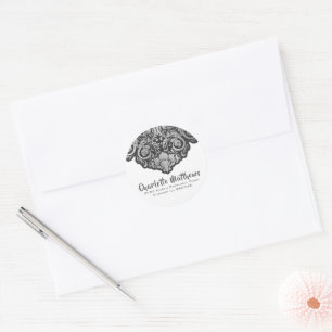 Grey On Black Swirls Return Address Envelope Seal