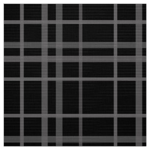 Grey On Black Tartan Plaid Pattern Design  Fabric