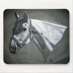 Grey on Grey Equine Art Mouse Pad