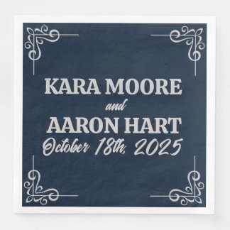 Grey on Slate Blue Edwardian Napkin