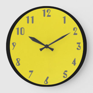 Grey on Yellow Large Clock