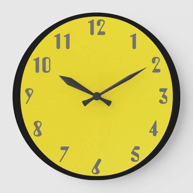 Grey on Yellow Large Clock (Front)