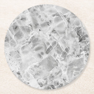Grey "Opulent Marble Whirl" Marble Texture Round C Paper Coaster
