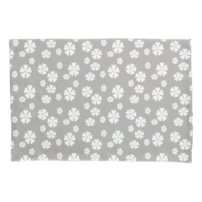 Grey or pink with white flowers pillowcase (Front-Left)