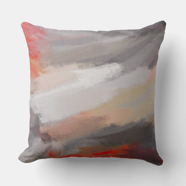Grey Orange Abstract Cushion (Front)