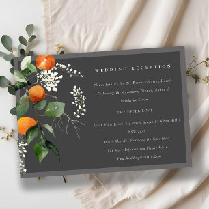 Grey Orange Blossom Botanical Wedding Reception Enclosure Card