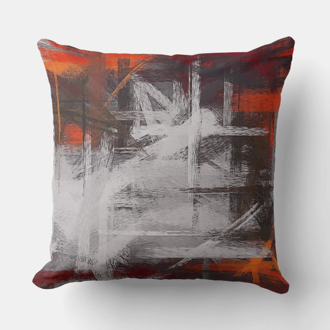 Grey Orange Brown Abstract Cushion (Front)