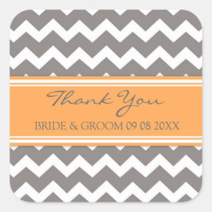 Grey Orange Chevron Thank You Wedding Favour Tags